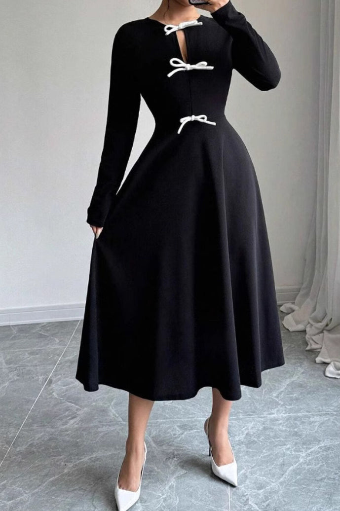 Dantel Panelli Siyah Bodycon Elbise