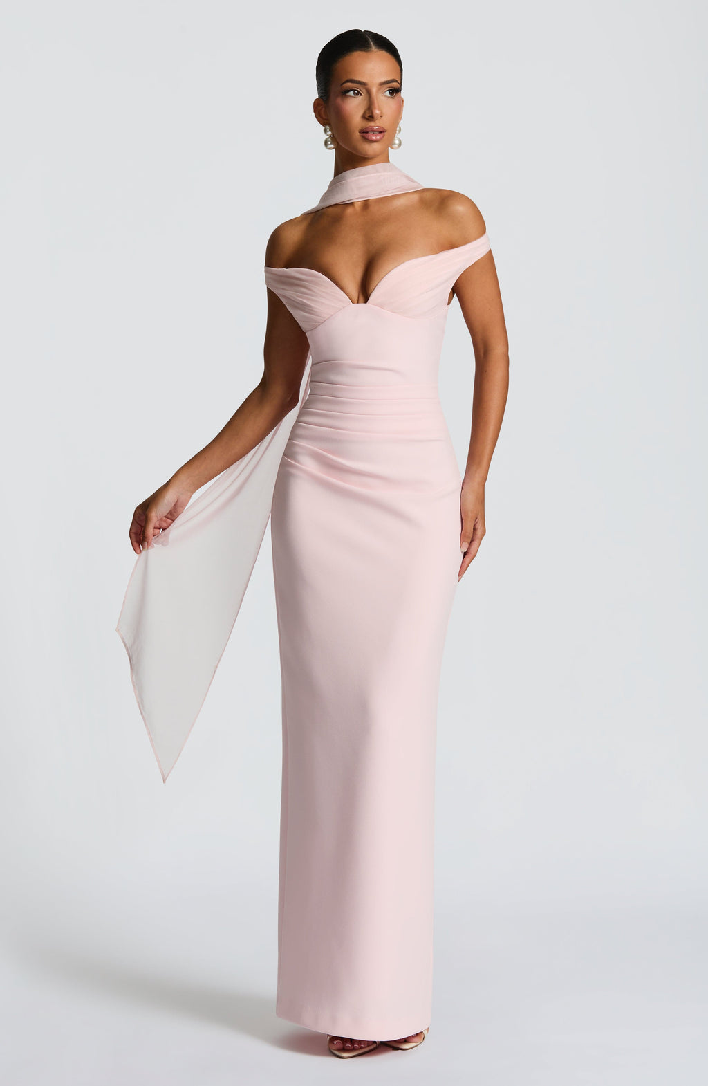 Abigail Maxi Elbisesi - Pudra Pembesi