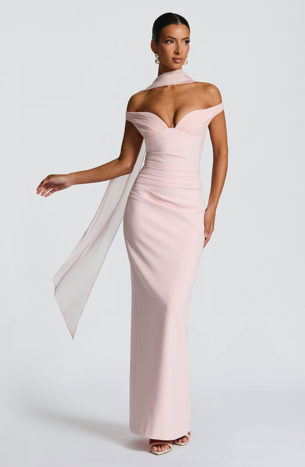 Abigail Maxi Elbisesi - Pudra Pembesi