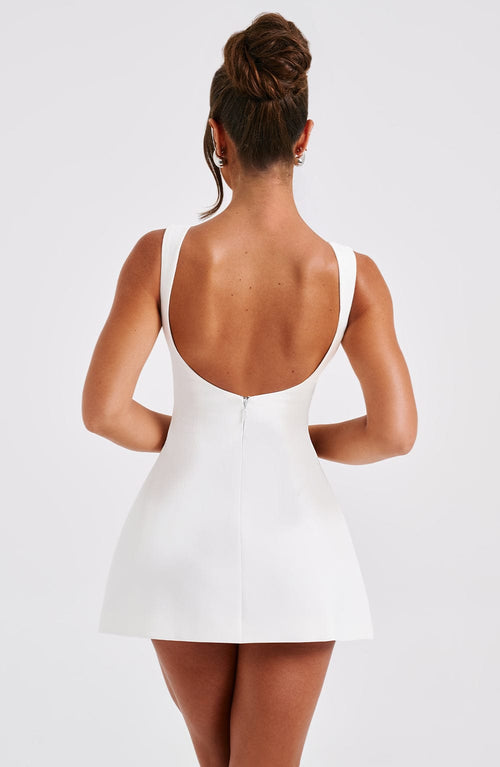 Alana Mini Elbise - Fildişi Rengi