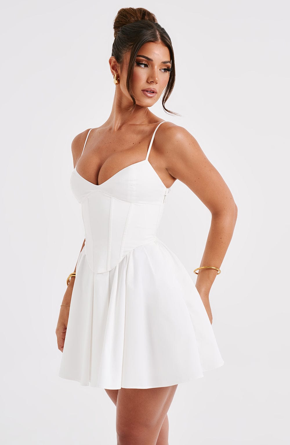 Analeigh Mini Elbise - Fildişi Rengi