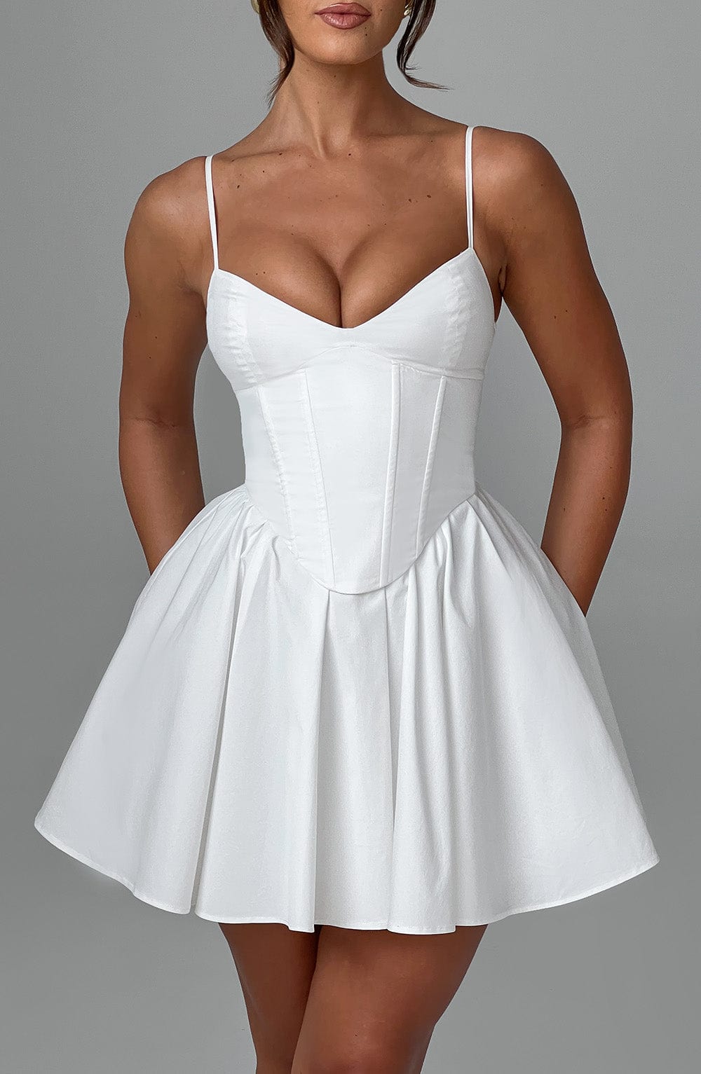 Analeigh Mini Elbise - Fildişi Rengi