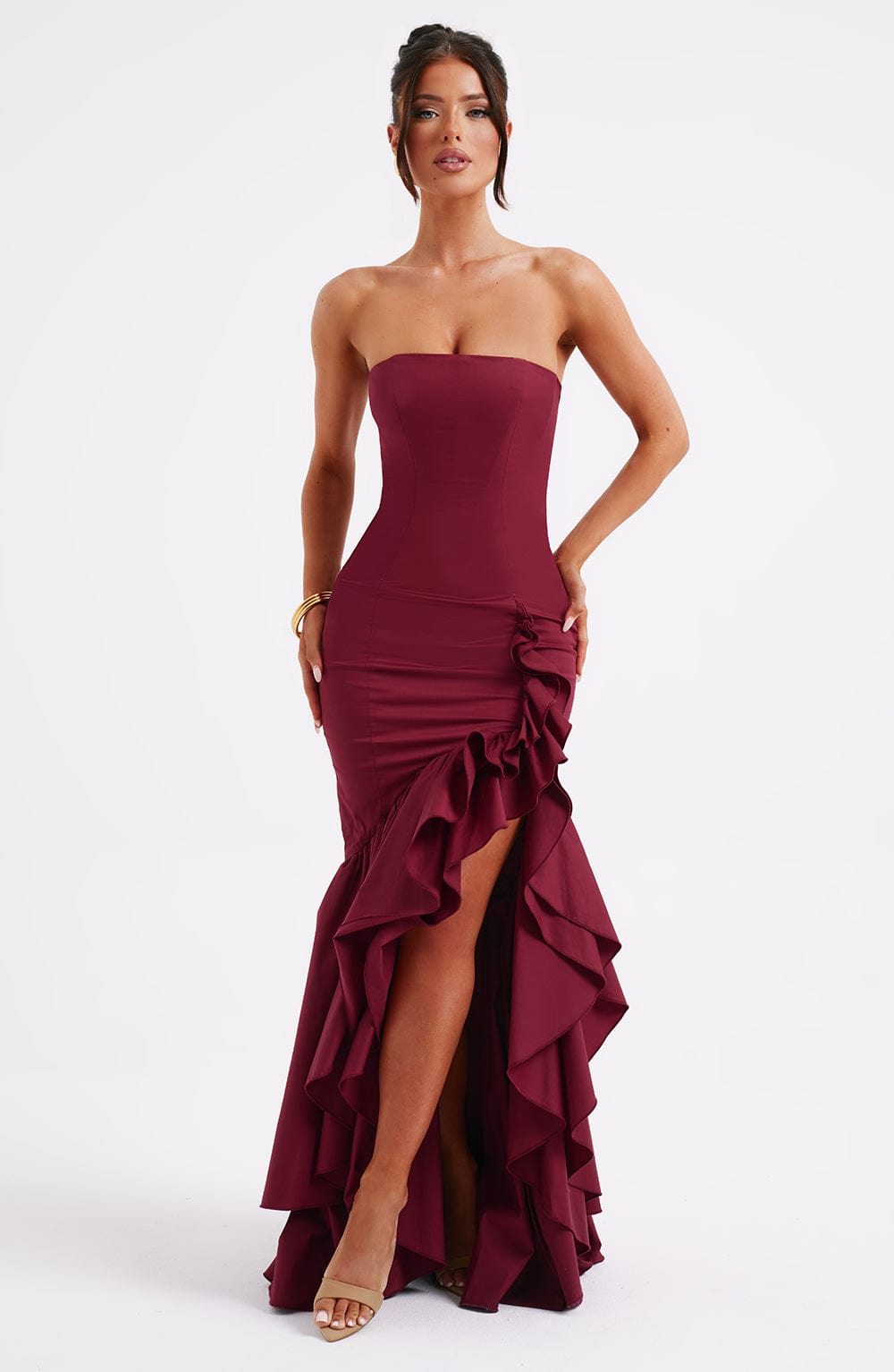 Angelina Maxi Elbisesi - Bordo