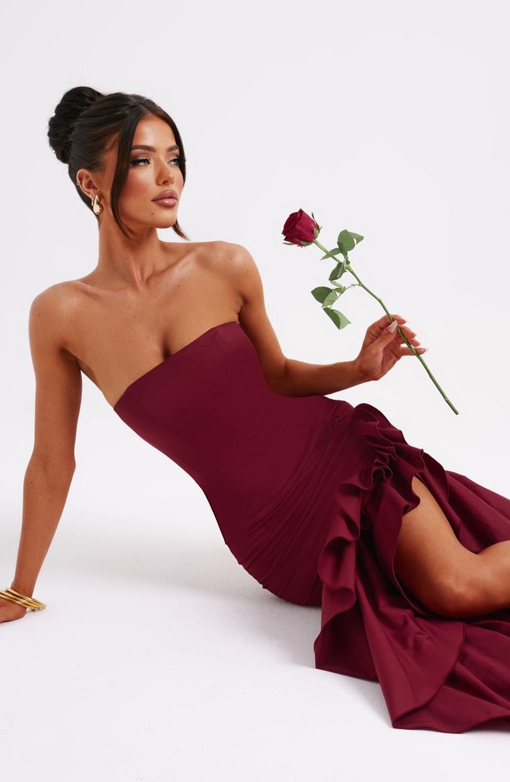 Angelina Maxi Elbisesi - Bordo