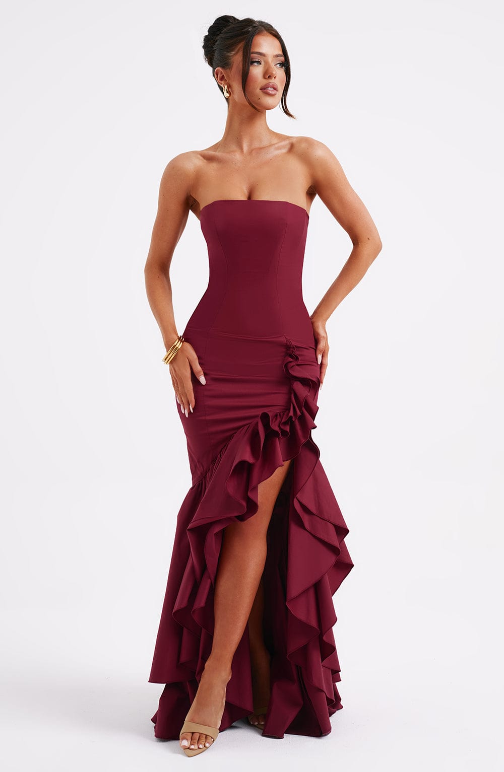 Angelina Maxi Elbisesi - Bordo