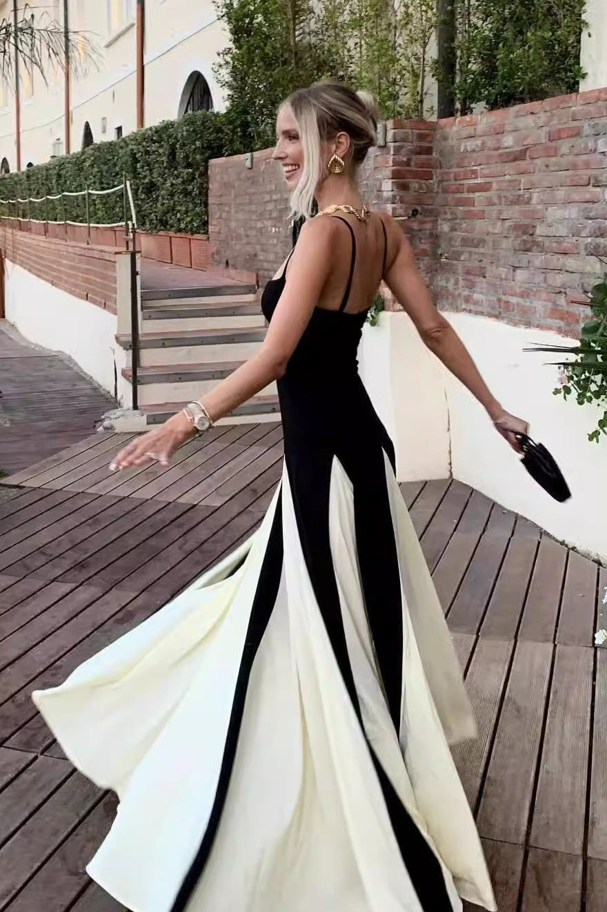 Siyah Beyaz Maxi Elbise
