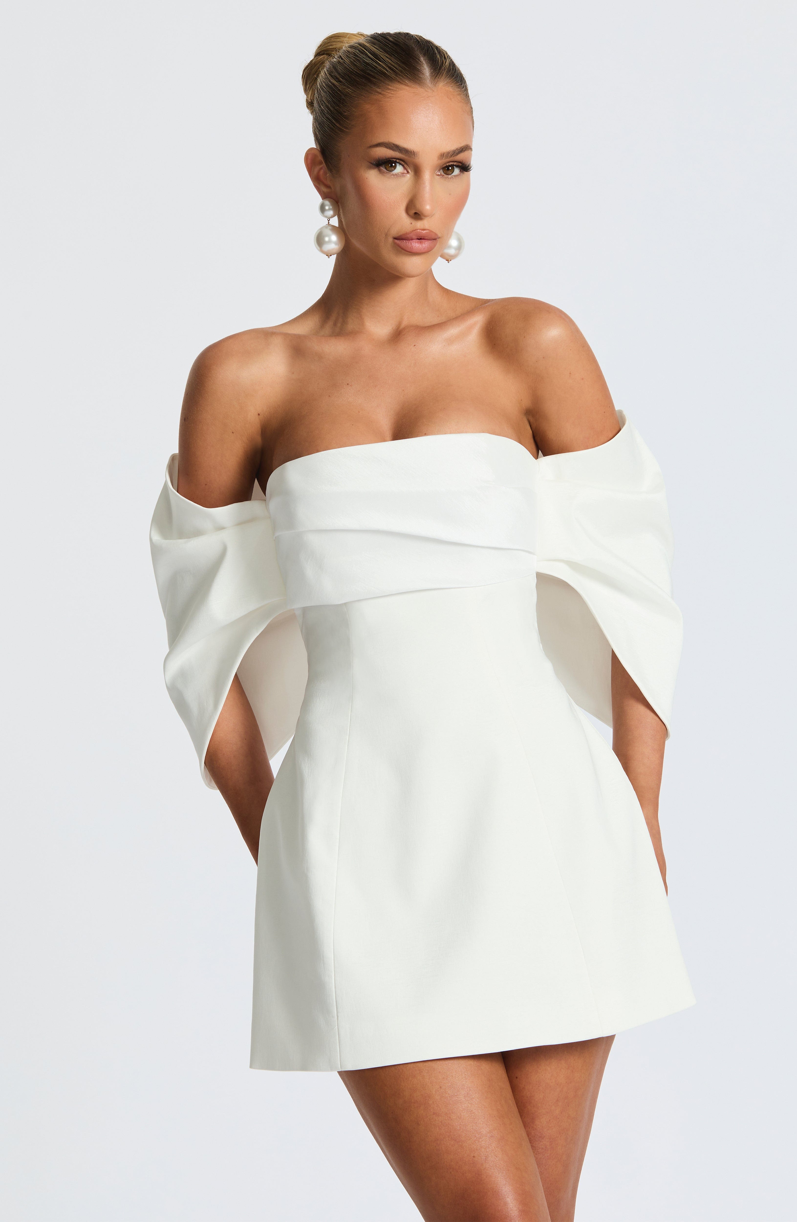 Briella Mini Elbisesi - Fildişi Rengi