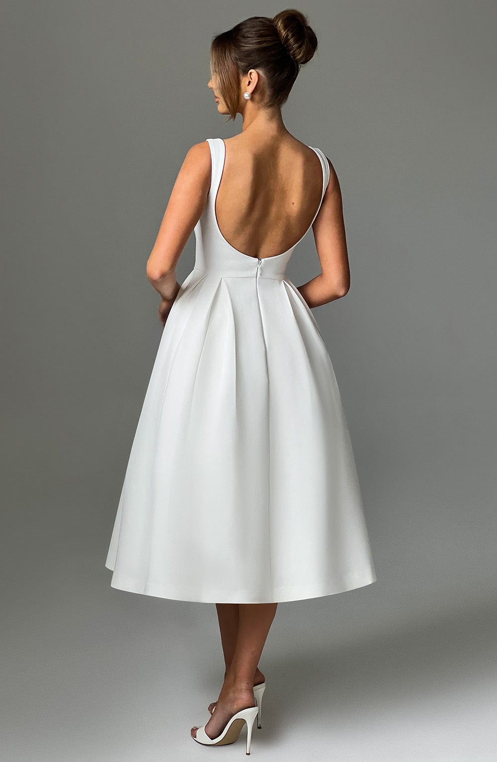 Clarabella Midi Elbisesi - Fildişi Rengi