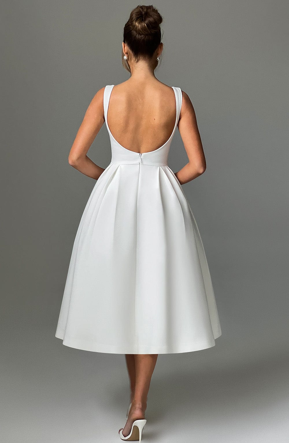 Clarabella Midi Elbisesi - Fildişi Rengi