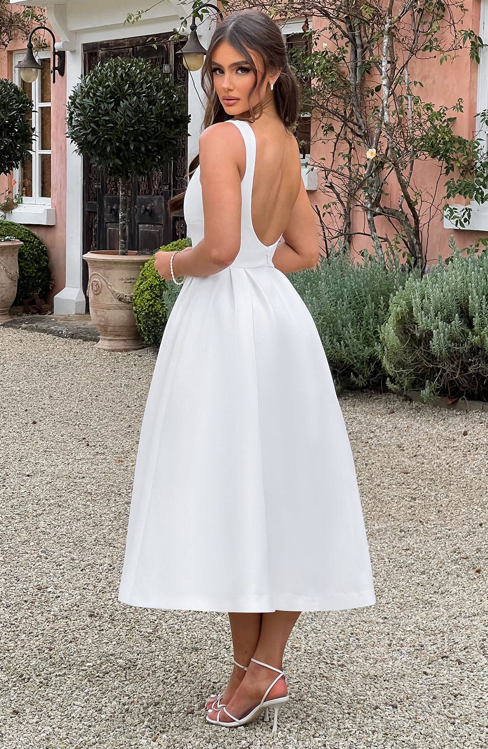 Clarabella Midi Elbisesi - Fildişi Rengi