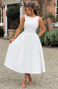 Clarabella Midi Elbisesi - Fildişi Rengi