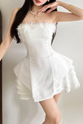 Asimetrik Kesimli Mini Elbise