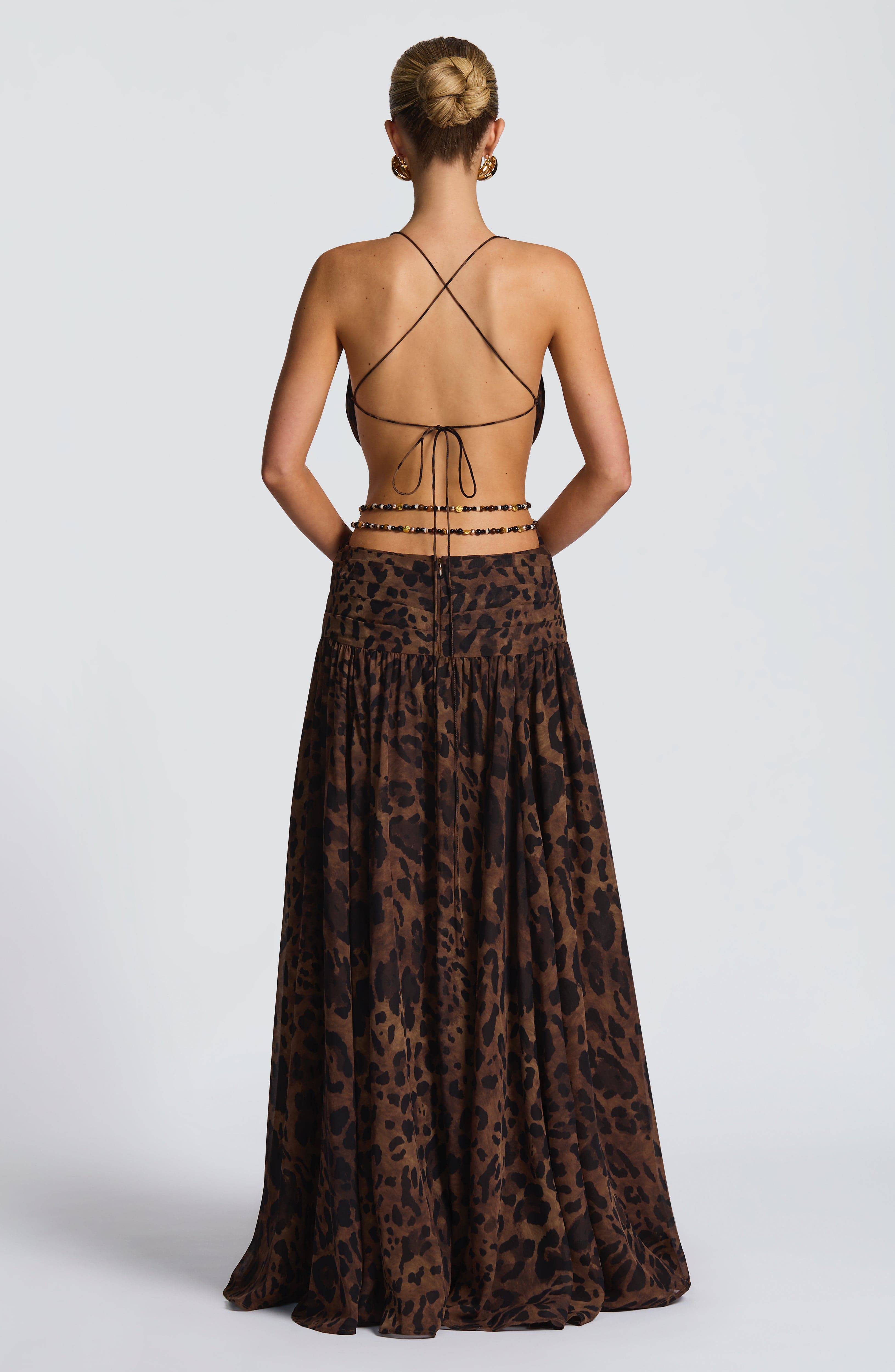 Indianna Maxi Elbise - Leopar Deseni