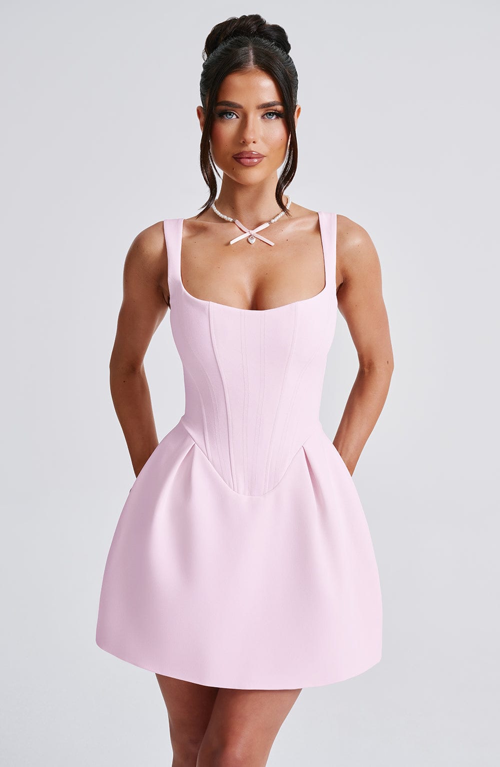 Janiyah Mini Elbisesi - Pudra Rengi