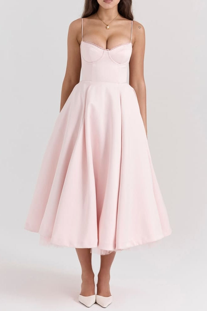 Ballerina Pembe Midi Elbise