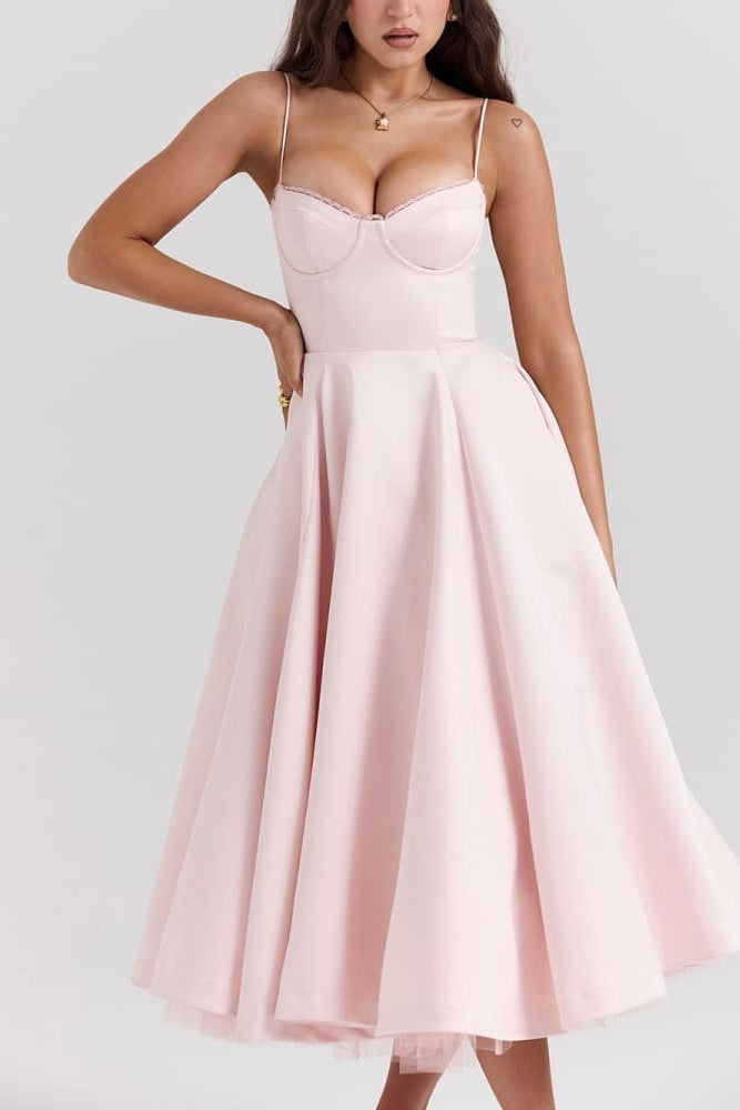 Ballerina Pembe Midi Elbise