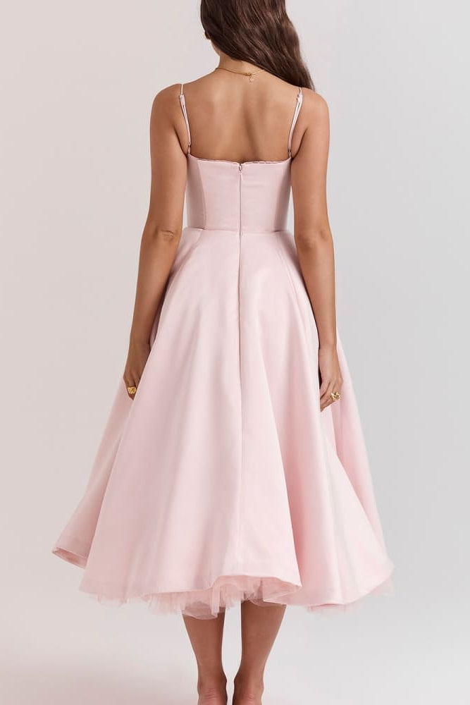 Ballerina Pembe Midi Elbise